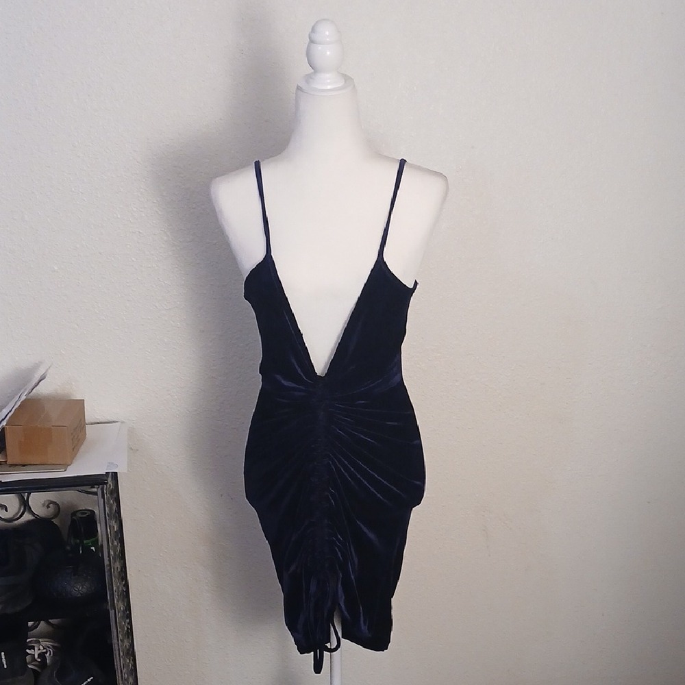 Chic Midnight Blue Ruched Mini Dress